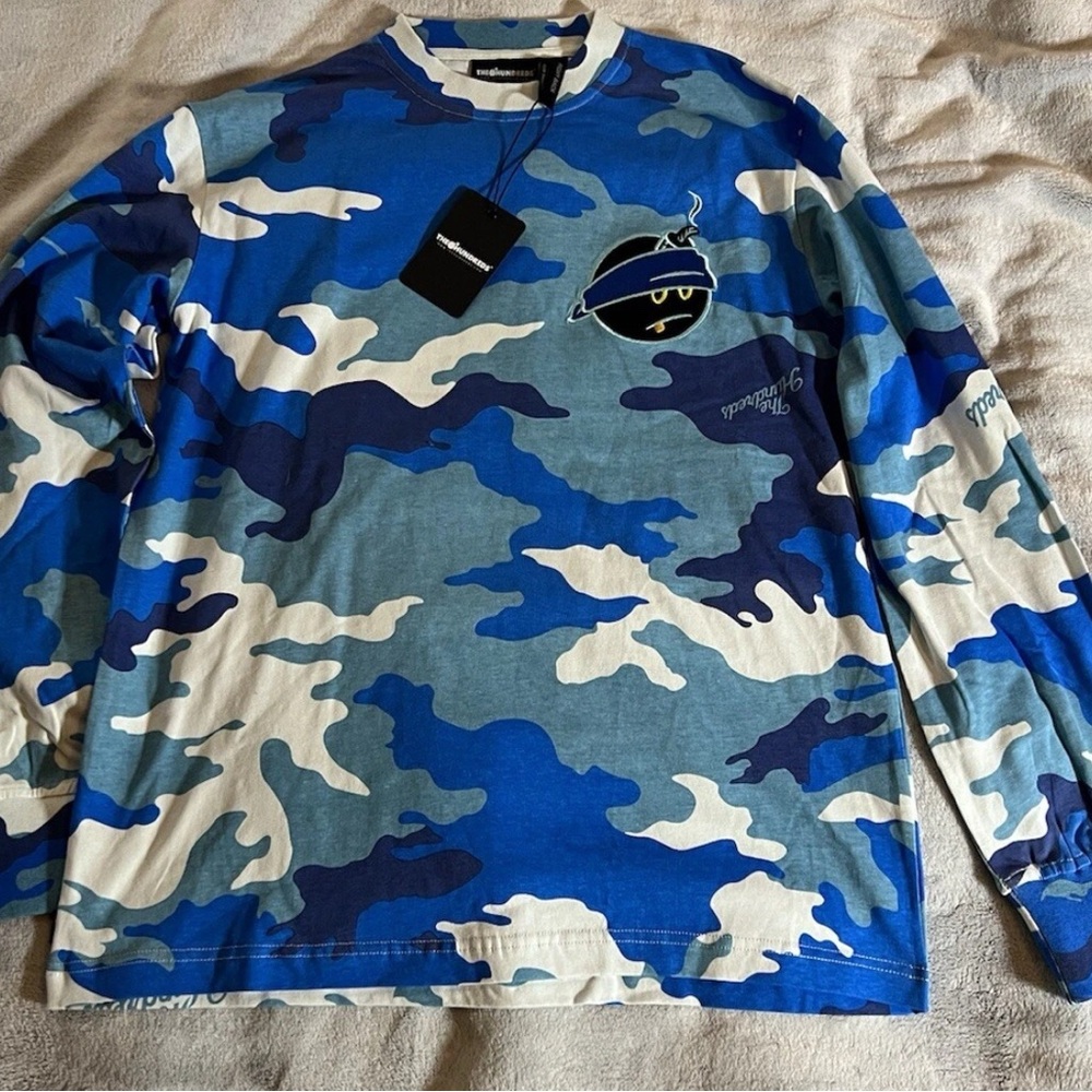 The Hundreds Blue and White Camo Long Sleeve Shirt size MEDIUM new in package - Picture 1 of 4